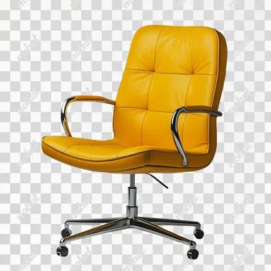 a minimalistic, empty yellow office chair, white background