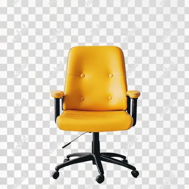 a minimalistic, empty yellow office chair, white background
