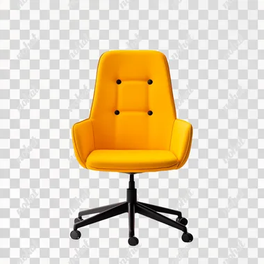 a minimalistic, empty yellow office chair, white background