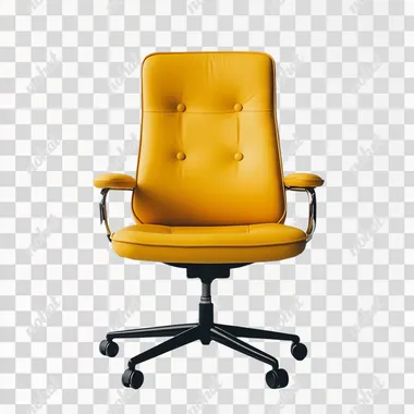 a minimalistic, empty yellow office chair, white background
