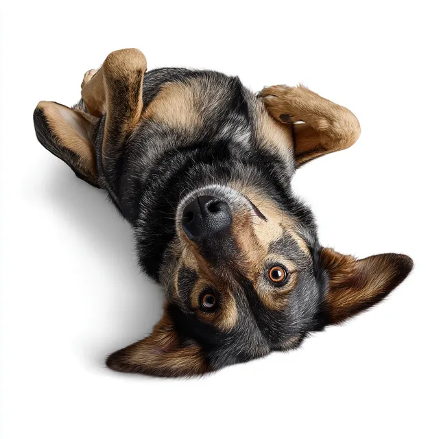 Playful Dog Lying on Its Back