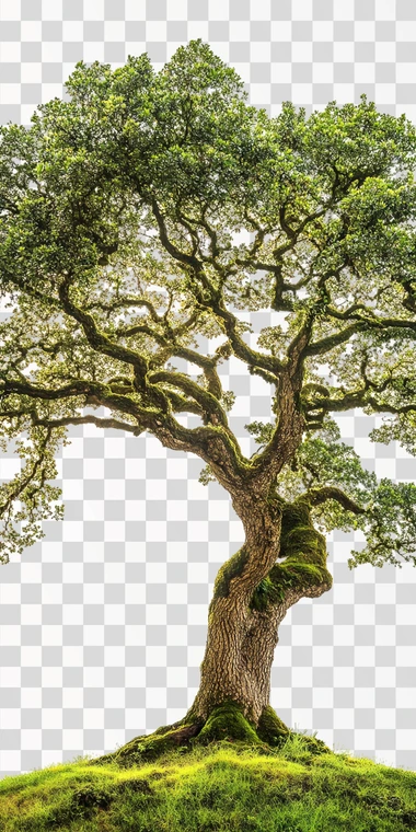 A photo of a Panamanian oak tree isolated on white.  --s 50