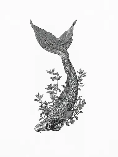 siren, line art, wood block printing, vintage illustration, white background  rofile lxodsc2  --raw