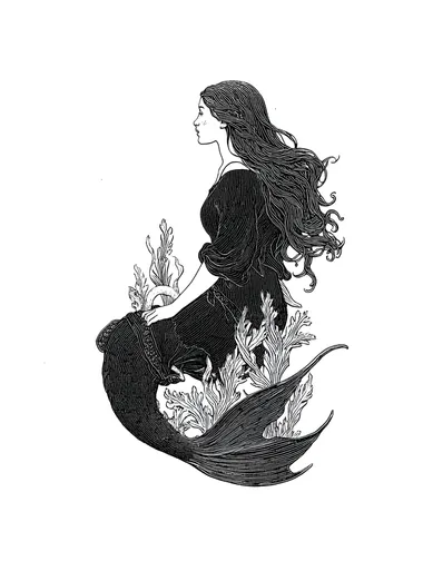 siren, line art, wood block printing, vintage illustration, white background  rofile lxodsc2  --raw