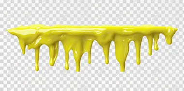 isolated white background of illustration yellow slime dripping from the top, leaveing large blank space below, with a glossy, bright texture and elongated sticky strands, PNG di-cut style, object as model    xvsojwq