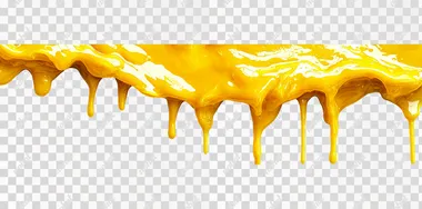 isolated white background of illustration yellow slime dripping from the top, leaveing large blank space below, with a glossy, bright texture and elongated sticky strands, PNG di-cut style, object as model    xvsojwq