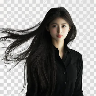 Japan, female model, long hair, white background, classy, commercial photography