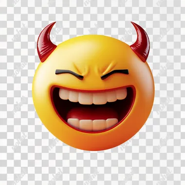 the laughing emoji mixed with the devil emoji
