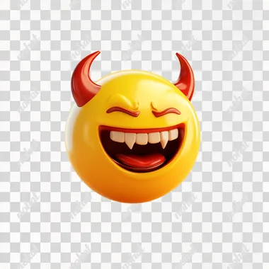 the laughing emoji mixed with the devil emoji