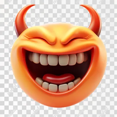 the laughing emoji mixed with the devil emoji