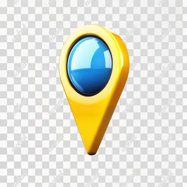 geolocation icon with blue yellow more smooth gradient, metallic, reflection, chrome on white background
