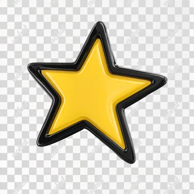 black yellow color star promo code icon img, 3d CGI, from animation, white background