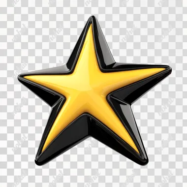 black yellow color star promo code icon img, 3d CGI, from animation, white background