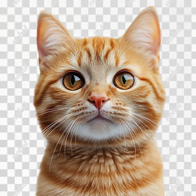 PNG Close-up portrait of a funny ginger cat with a suspicious expression