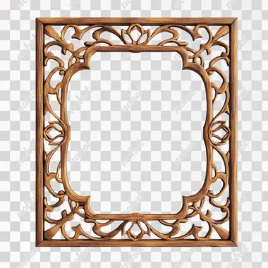 Super realistic thin wood frame with beautiful patterns on white background --s 250