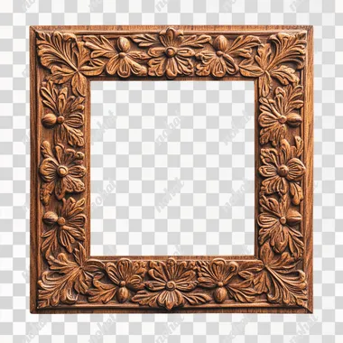 Super realistic thin wood frame with beautiful patterns on white background --s 250