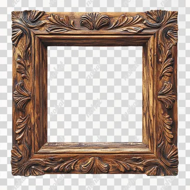 Super realistic thin wood frame with beautiful patterns on white background --s 250