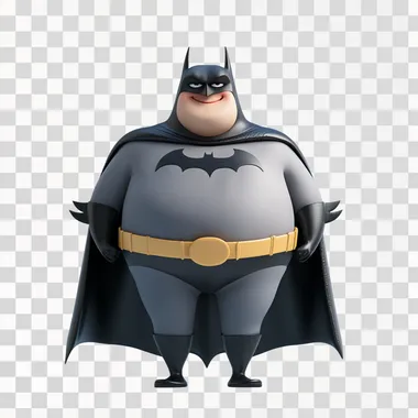 3d cartoon logo of happy Batman full body, white one color background, the Batman looking to camera , full body legs --s 50