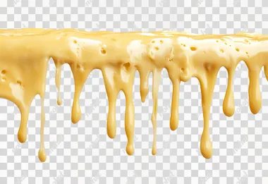 Molten cheese dripping on wall, no shadows, isolated on white background,