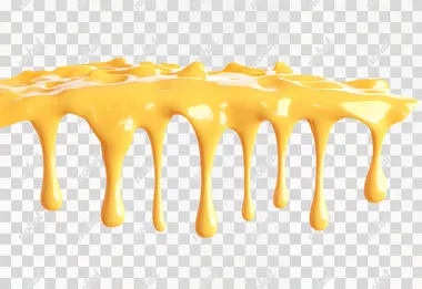 Molten cheese dripping on wall, no shadows, isolated on white background,