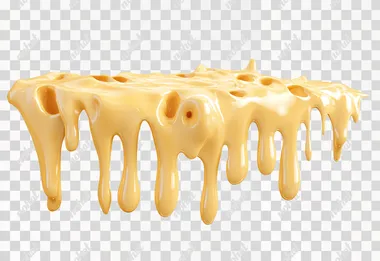 Molten cheese dripping on wall, no shadows, isolated on white background,