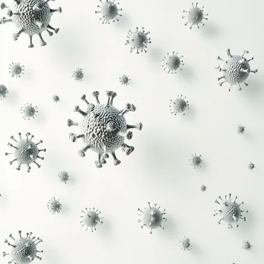 many viruses of various kinds, neutral white background, 3d rendering