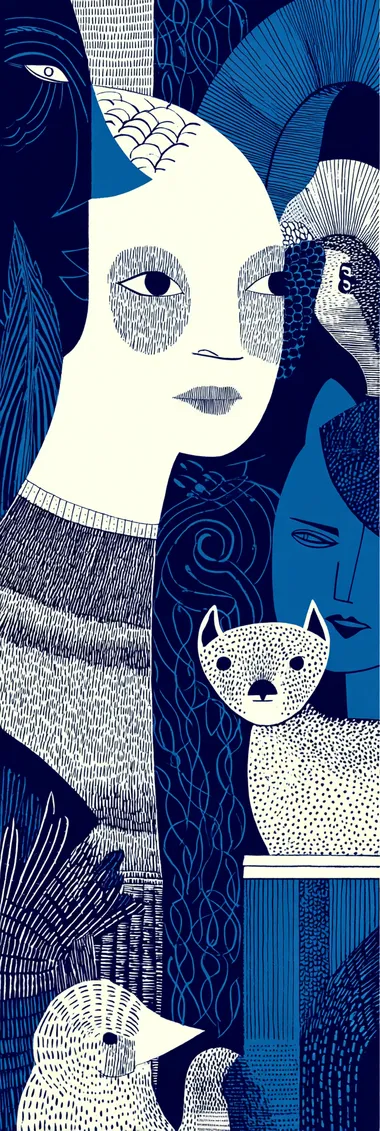 Zwei Mwen, die sich anschauen, Illustration  rofile fqd42vu