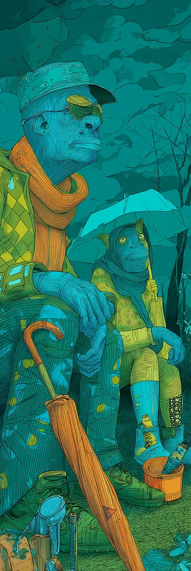 Zwei Mwen, die sich anschauen, Illustration  rofile fqd42vu