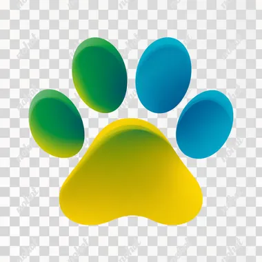 Create a pet shop logo featuring a paw print as the central icon. The logo should be minimal, with smooth, rounded lines that depict the paw shape. Use vibrant colors like yellow, green, or blue to give it a cheerful, playful feel. The design should be simple but highly recognizable, appealing to pet owners and animal lovers. The logo should be suitable for branding on pet shops, animal care services, or pet accessories. 0786usamawaheed    5sdpowd