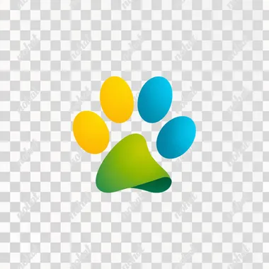 Create a pet shop logo featuring a paw print as the central icon. The logo should be minimal, with smooth, rounded lines that depict the paw shape. Use vibrant colors like yellow, green, or blue to give it a cheerful, playful feel. The design should be simple but highly recognizable, appealing to pet owners and animal lovers. The logo should be suitable for branding on pet shops, animal care services, or pet accessories. 0786usamawaheed    5sdpowd