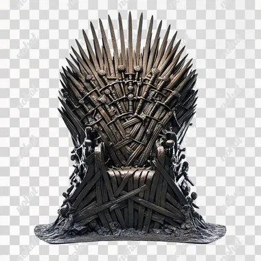 a high resolution photo of the iron throne from game of thrones, it is a throne made of swords, isolated on a white background