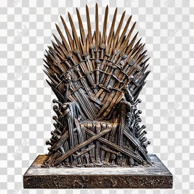 a high resolution photo of the iron throne from game of thrones, it is a throne made of swords, isolated on a white background