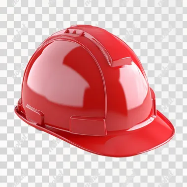 red construction helmet 3d icon on white background