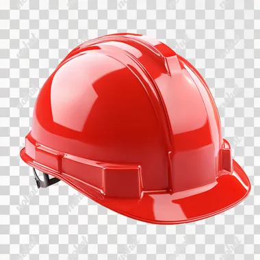 red construction helmet 3d icon on white background