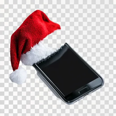 ellphone isolated whit christmas hat