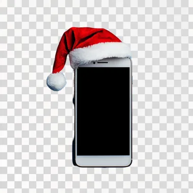 ellphone isolated whit christmas hat