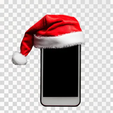 ellphone isolated whit christmas hat