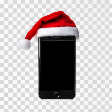 ellphone isolated whit christmas hat