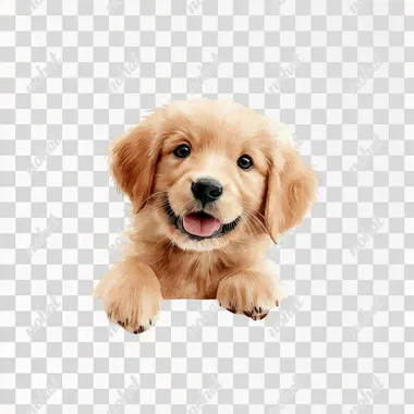 a fluffy puppy watercolor painting, gentle colors, delicate details, whimsical style, isolated on white background --s 200  mdildtb