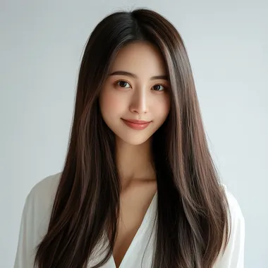 A beautiful hongkong girl with long hair, portrait . white background