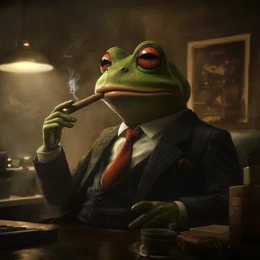 pepe the frog meme in a suit smoking a cigar in an office hd wallpaper 3440x1440