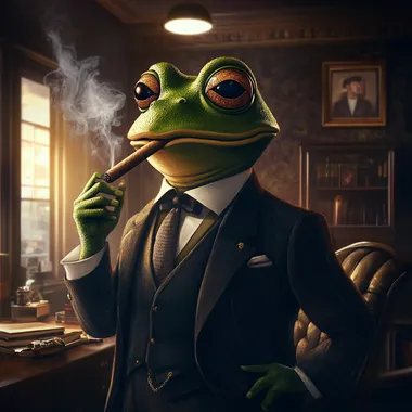 pepe the frog meme in a suit smoking a cigar in an office hd wallpaper 3440x1440