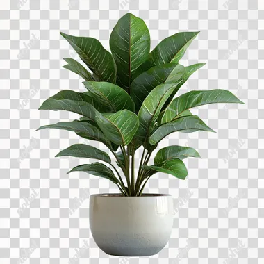3d plant. Plant is in the pot. Front side. white background.  --s 750