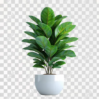 3d plant. Plant is in the pot. Front side. white background.  --s 750