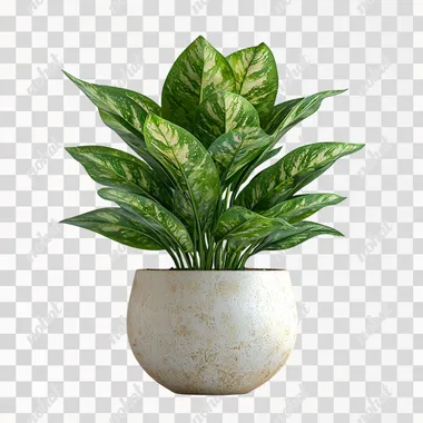 3d plant. Plant is in the pot. Front side. white background.  --s 750