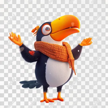 cartoon toucan, october vibe, white background