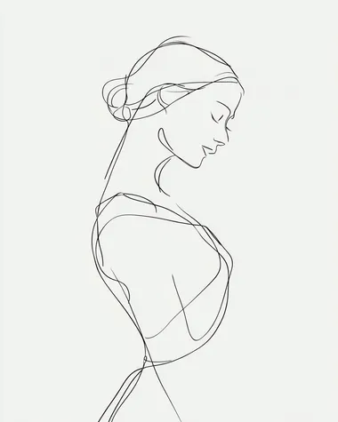 A simple line drawing of an elegant portrait created with continuous lines that flow together in a single stroke to form the entire figure, depicted on a white background. The illustration is minimalistic and evokes geometric shapes, focusing only on contouring without any internal details or shading, creating a sleek silhouette that captures its graceful posture and movement. This design emphasizes simplicity and modern aesthetics while maintaining clarity against a pure white backdrop. Vector art.