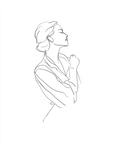 A simple line drawing of an elegant portrait created with continuous lines that flow together in a single stroke to form the entire figure, depicted on a white background. The illustration is minimalistic and evokes geometric shapes, focusing only on contouring without any internal details or shading, creating a sleek silhouette that captures its graceful posture and movement. This design emphasizes simplicity and modern aesthetics while maintaining clarity against a pure white backdrop. Vector art.