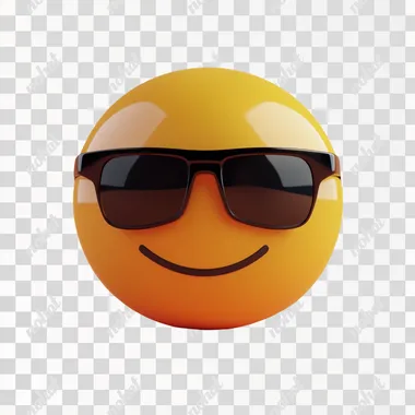 smirking face emoji using sunglasses. no background