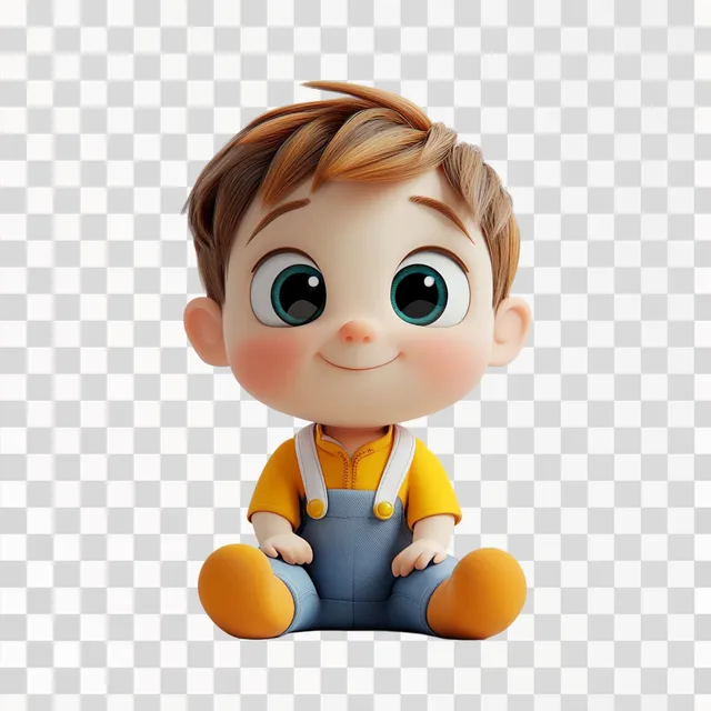 Charming 3D Cartoon Baby Boy Figure in Disney Style